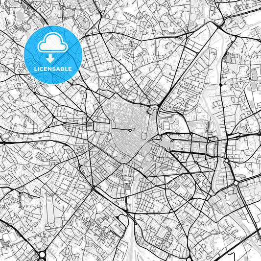 Downtown map of Montpellier, light
