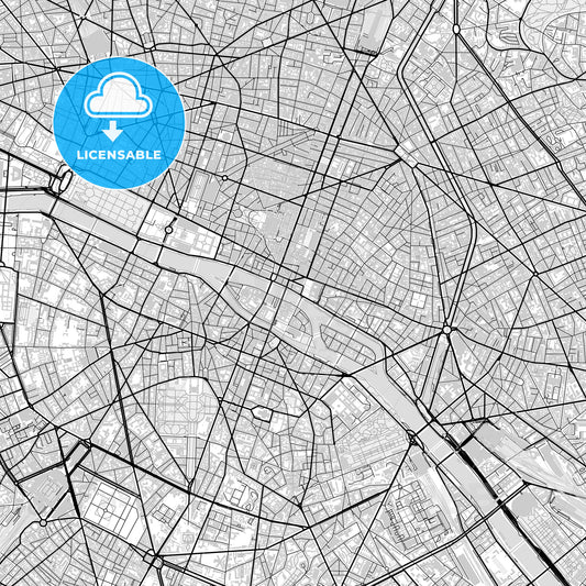 Downtown map of Paris, light