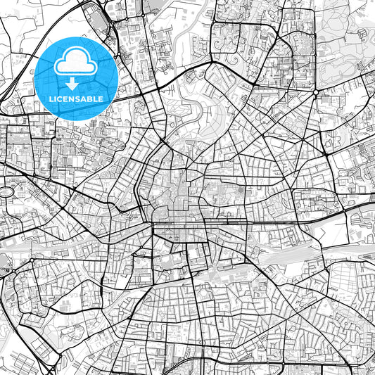 Downtown map of Rennes, light