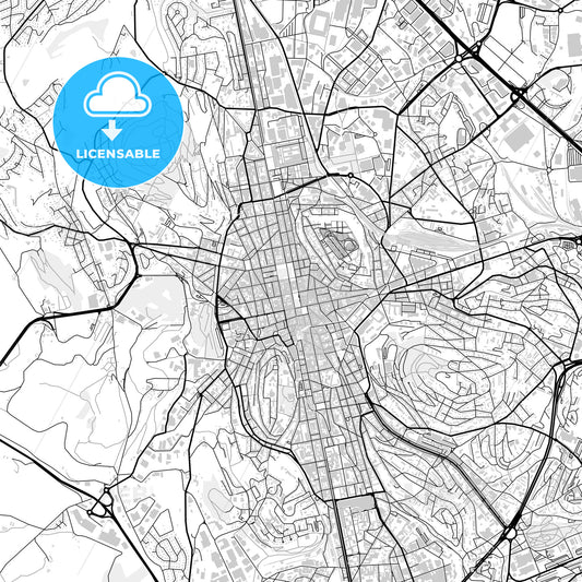 Downtown map of Saint-Étienne, light