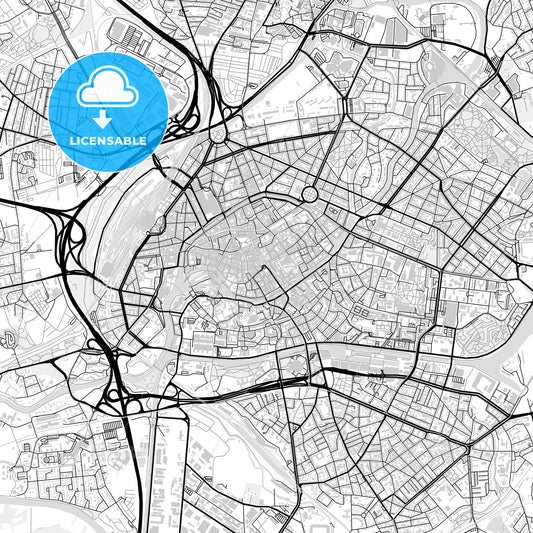 Downtown map of Strasbourg, light