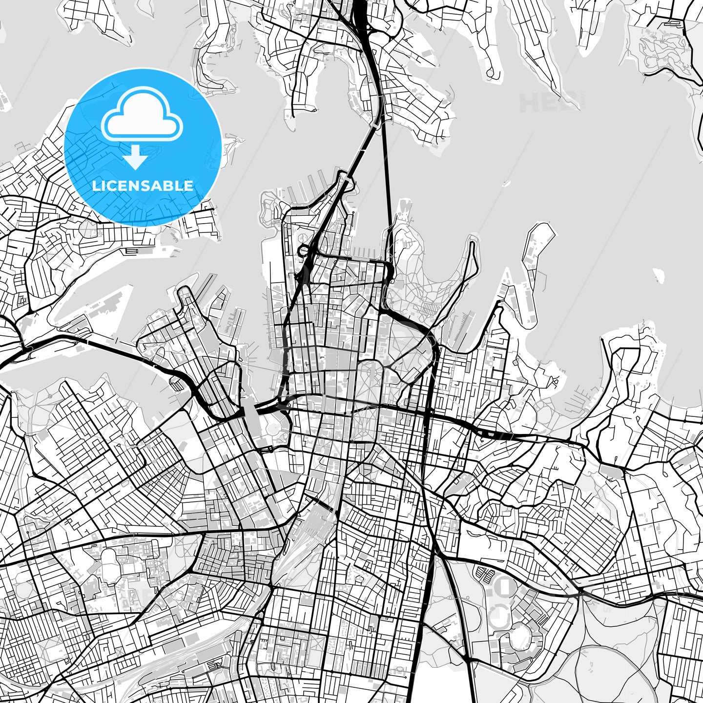 Downtown map of Sydney, light