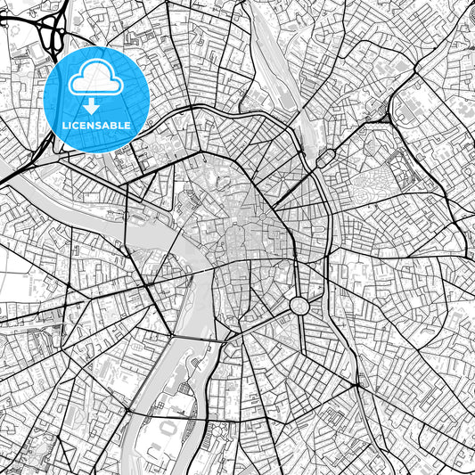 Downtown map of Toulouse, light
