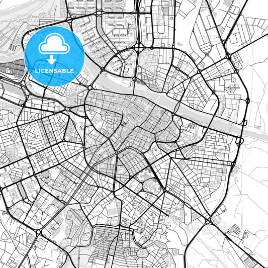 Downtown map of Zaragoza, light