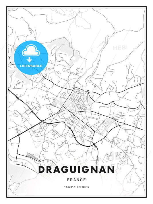 Draguignan, France, Modern Print Template in Various Formats - HEBSTREITS Sketches