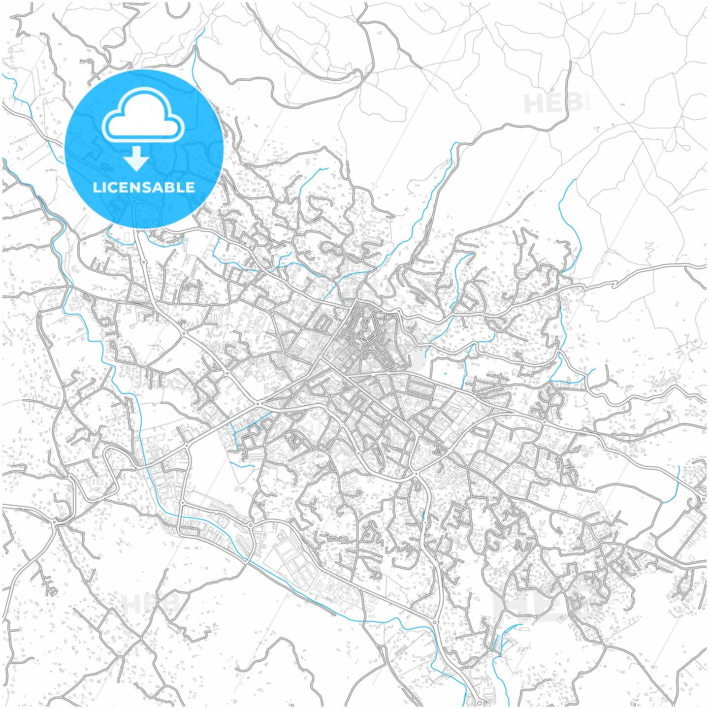 Draguignan, Var, France, city map with high quality roads.