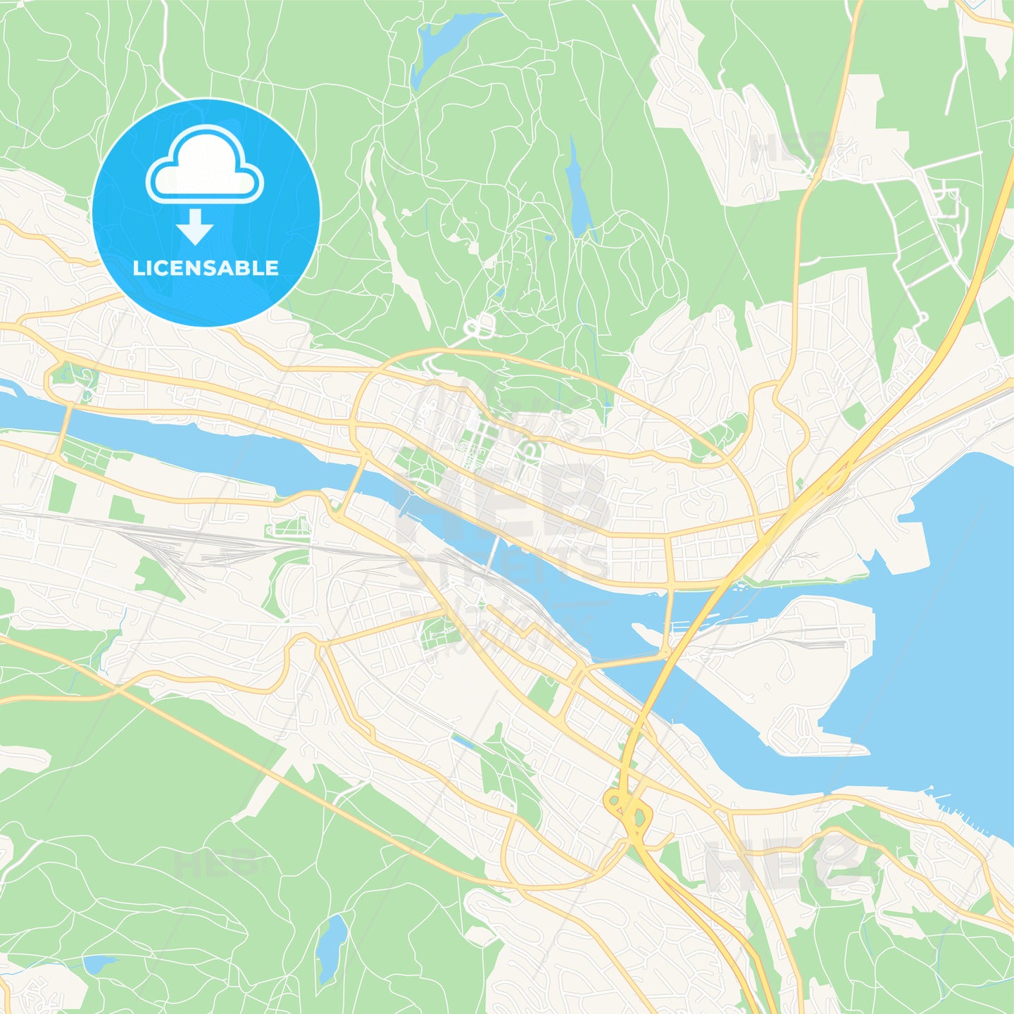 Drammen, Norway Vector Map - Classic Colors