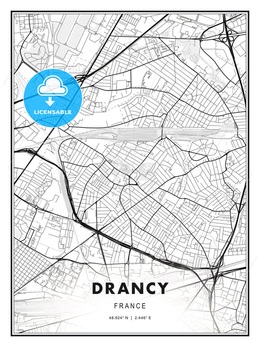 Drancy, France, Modern Print Template in Various Formats - HEBSTREITS Sketches