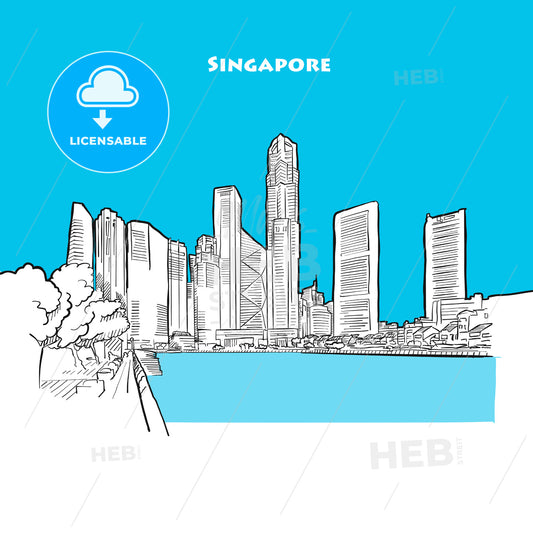 Drawing of Singapore downtown. – instant download