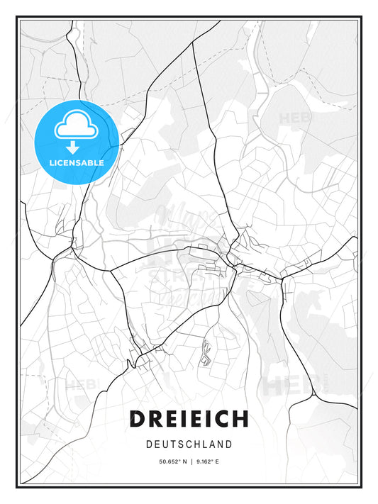 Dreieich, Germany, Modern Print Template in Various Formats - HEBSTREITS Sketches