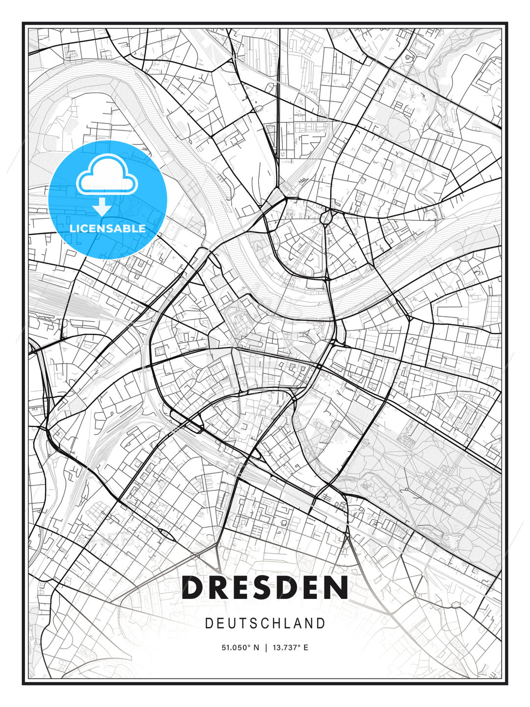 Dresden, Germany, Modern Print Template in Various Formats - HEBSTREITS Sketches