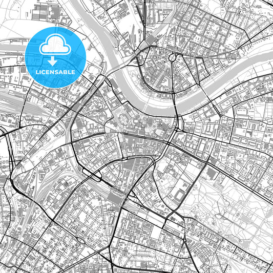 Dresden, Germany, vector map with buildings