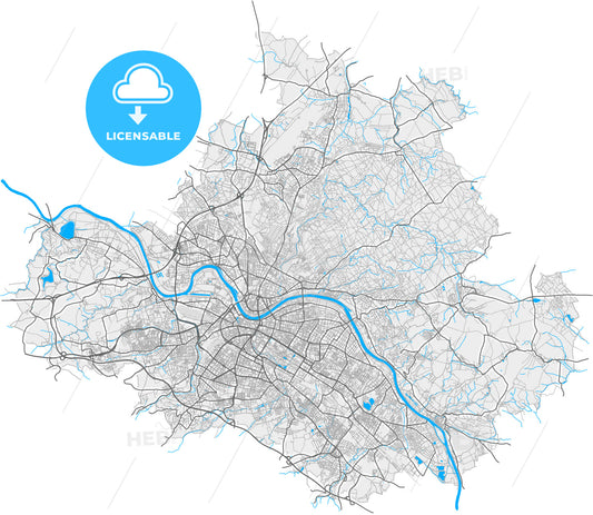 Dresden, Saxony, Germany, high quality vector map