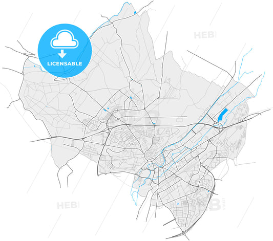 Dreux, Eure-et-Loir, France, high quality vector map