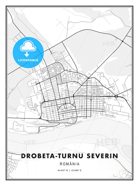 Drobeta-Turnu Severin, Romania, Modern Print Template in Various Formats - HEBSTREITS Sketches