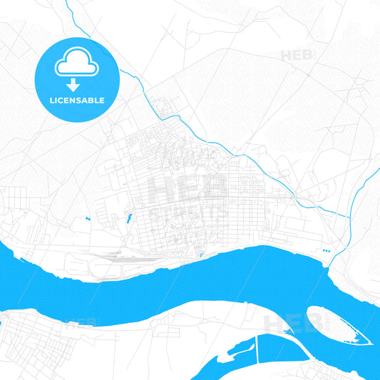 Drobeta-Turnu Severin, Romania PDF vector map with water in focus