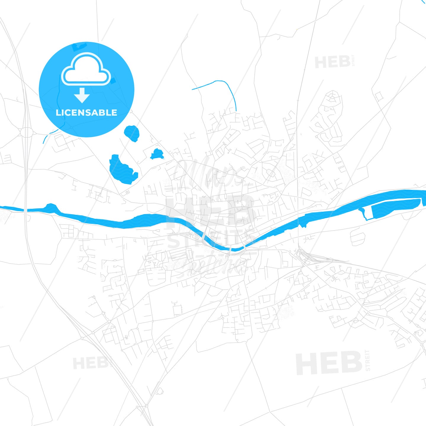 Drogheda, Ireland PDF vector map with water in focus