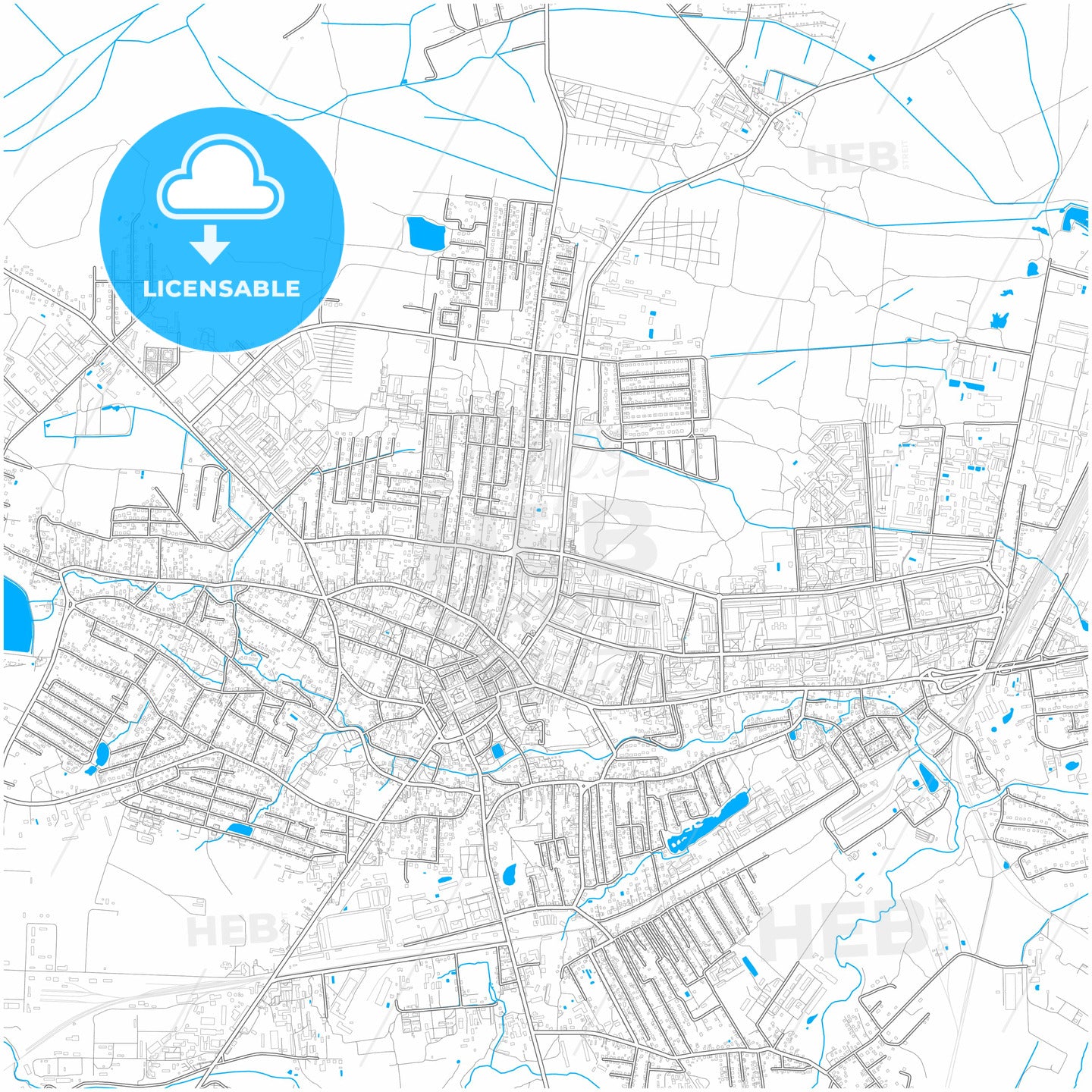 Drohobych, Lviv Oblast, Ukraine, city map with high quality roads.