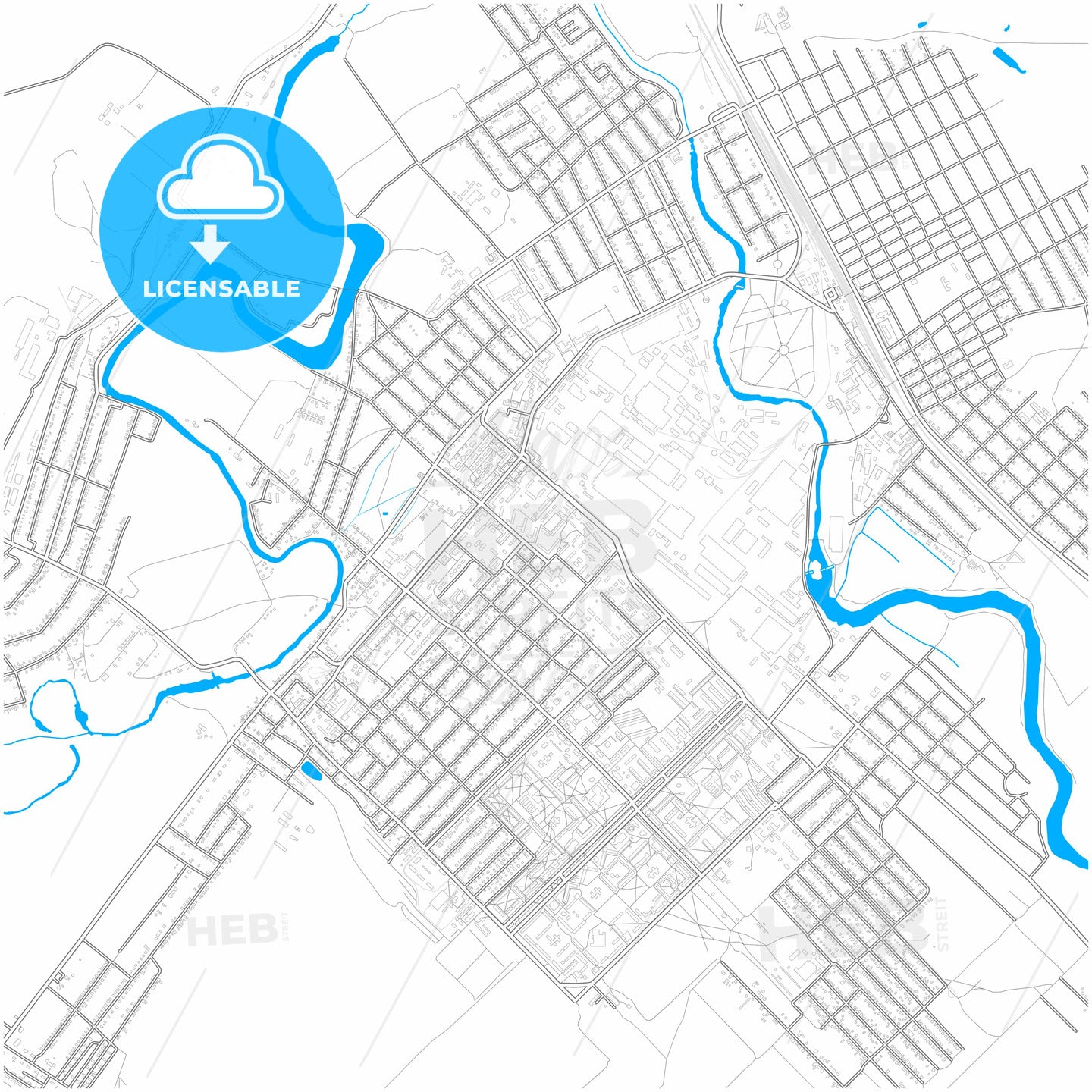 Druzhkivka, Donetsk Oblast, Ukraine, city map with high quality roads.