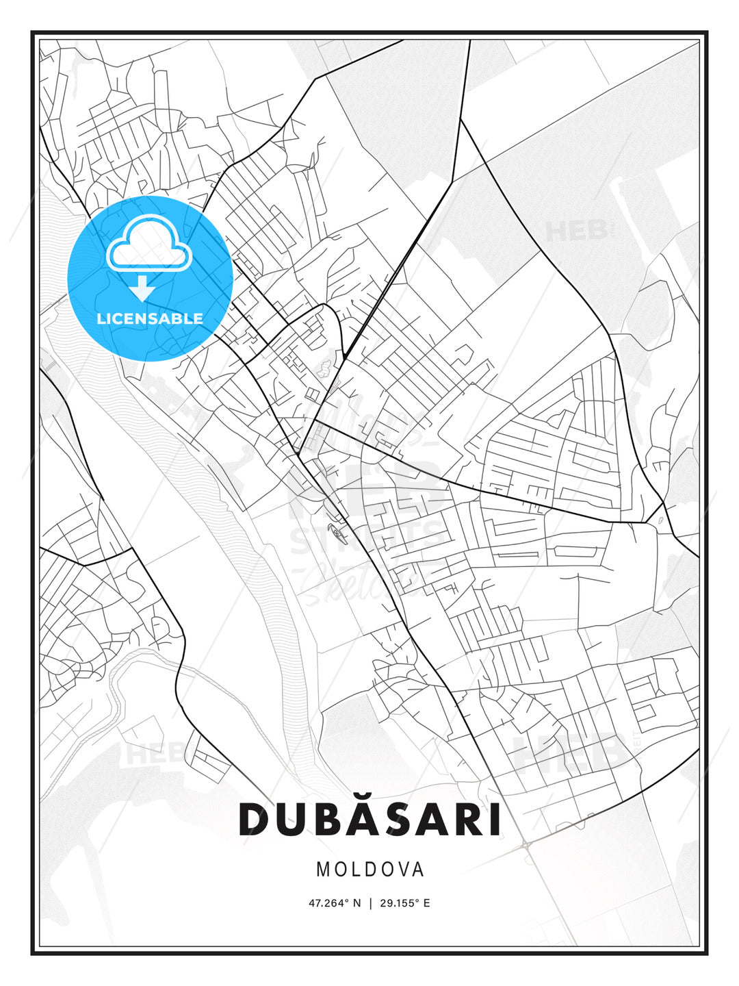 Dubăsari, Moldova, Modern Print Template in Various Formats - HEBSTREITS Sketches