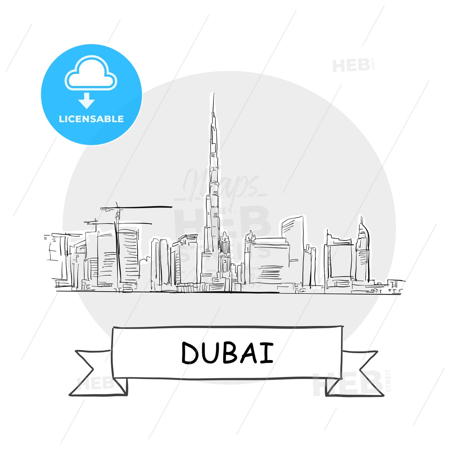 Dubai Cityscape Vector Sign – instant download