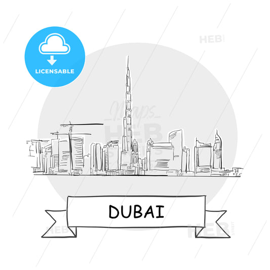 Dubai Cityscape Vector Sign – instant download
