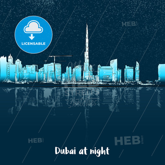 Dubai Skylinine at night – instant download