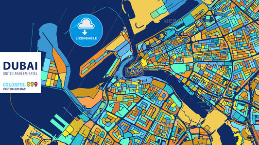 Dubai, United Arab Emirates, Colorful Vector Artmap