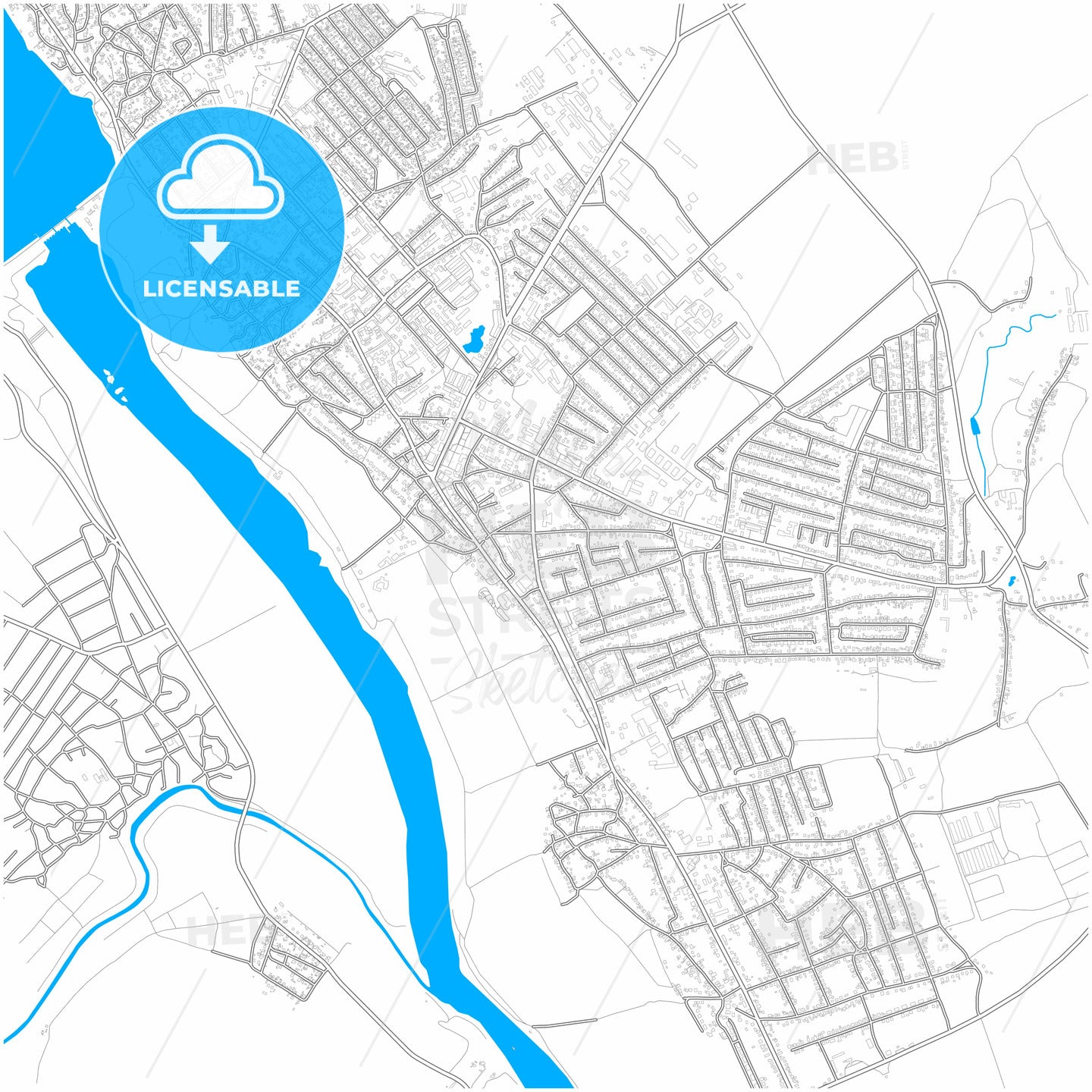 Dubăsari, Transnistria, Moldova, city map with high quality roads.