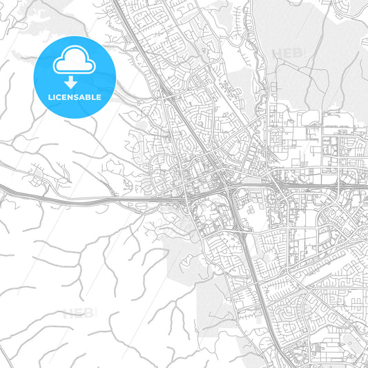 Dublin, California, USA, bright outlined vector map