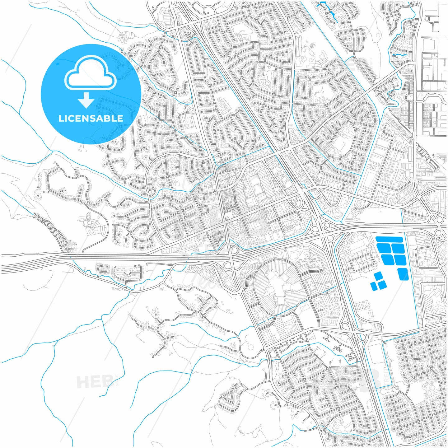 Dublin, California, United States, city map with high quality roads.