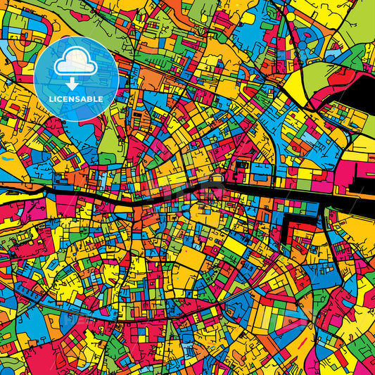 Dublin Ireland Colorful Map