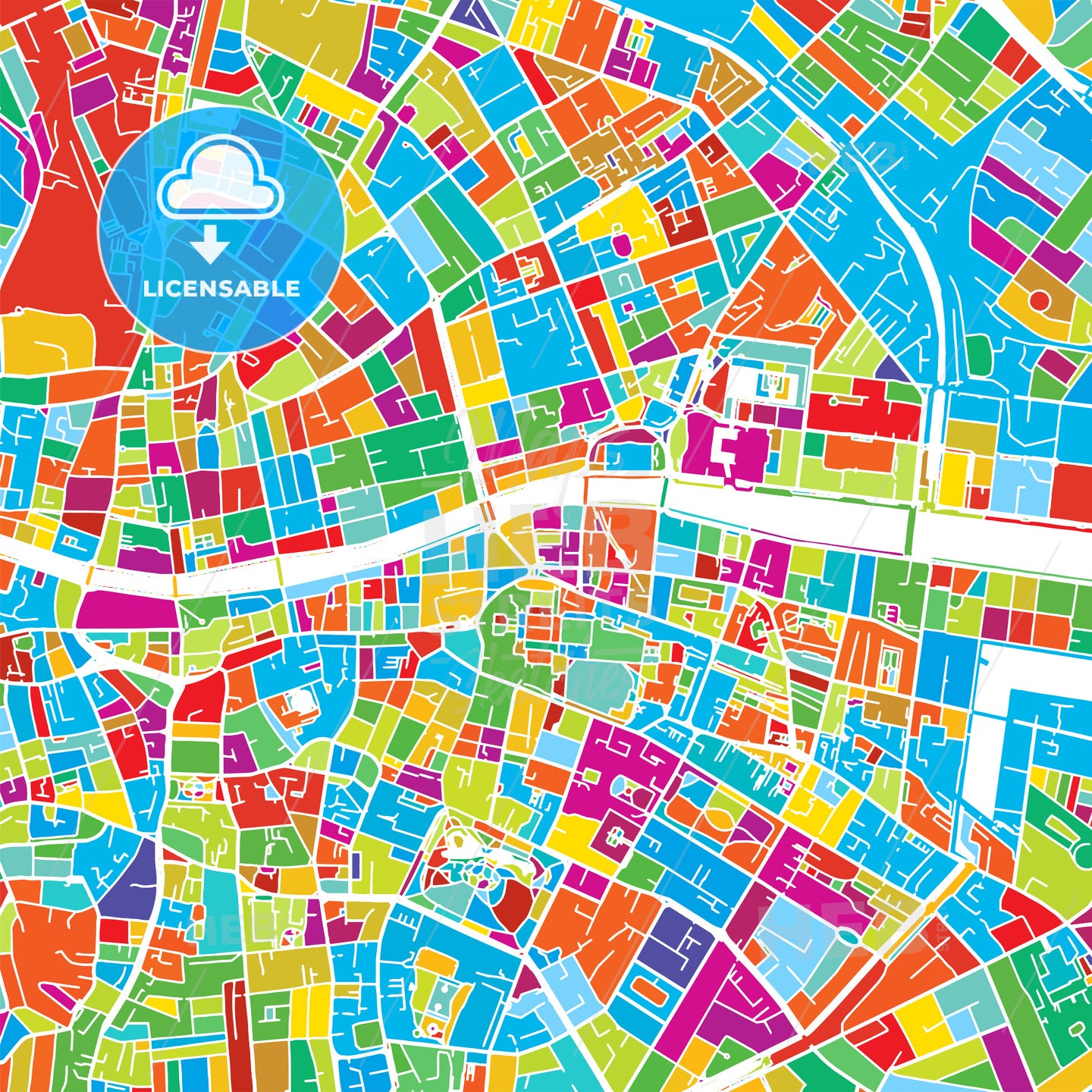 Dublin, Ireland, Colorful Vector Map
