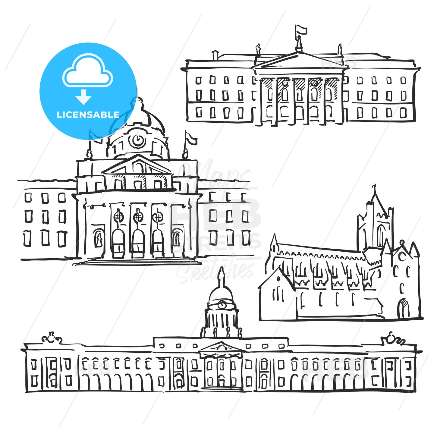 Dublin Ireland Famous Buildings – instant download