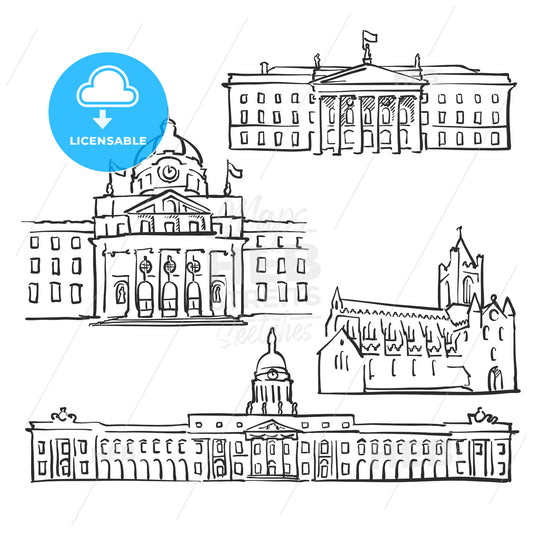 Dublin Ireland Famous Buildings – instant download