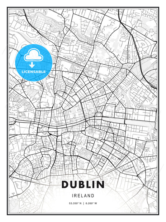 Dublin, Ireland, Modern Print Template in Various Formats - HEBSTREITS Sketches