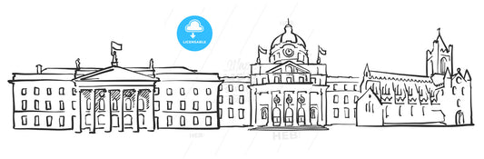Dublin Ireland Panorama Sketch – instant download