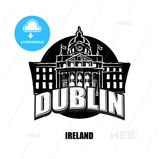 Dublin, Ireland, black and white logo – instant download