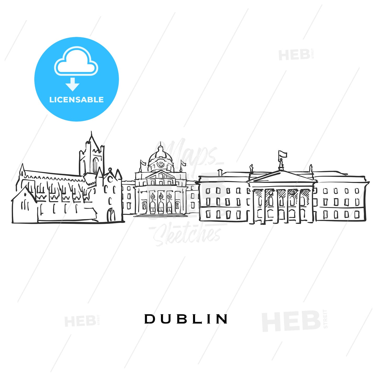 Dublin Ireland famous architecture – instant download