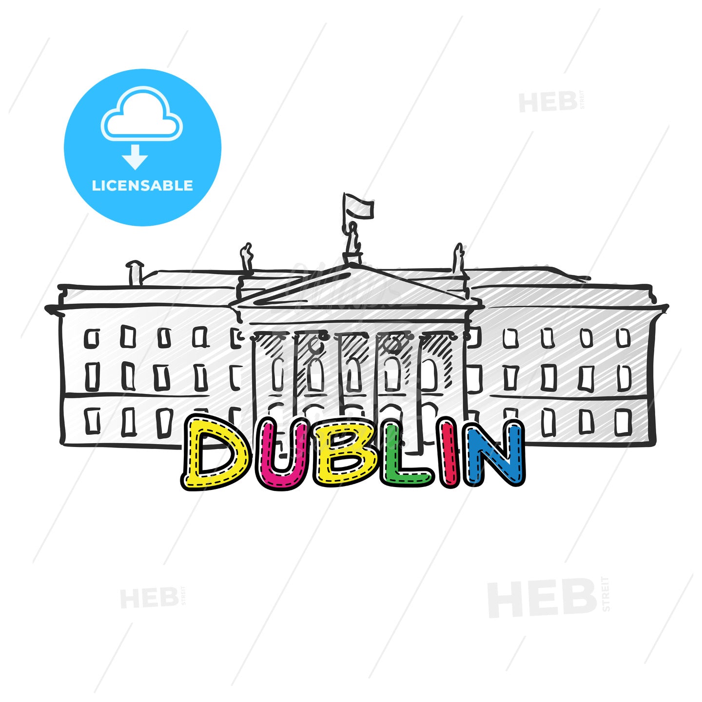 Dublin beautiful sketched icon – instant download
