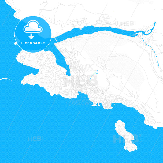 Dubrovnik, Croatia PDF vector map with water in focus
