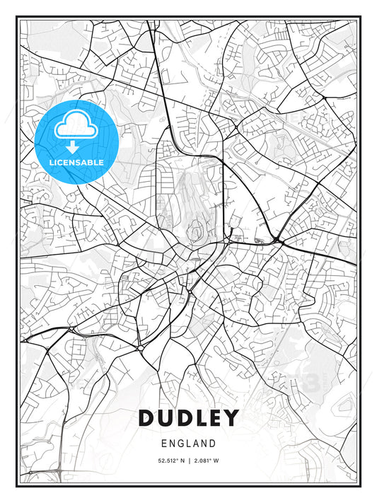 Dudley, England, Modern Print Template in Various Formats - HEBSTREITS Sketches