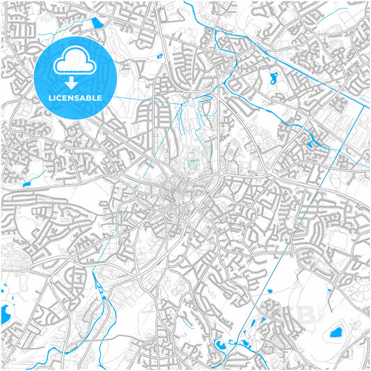 Dudley, West Midlands, England, city map with high quality roads.