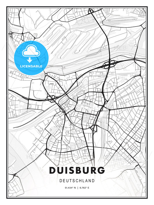 Duisburg, Germany, Modern Print Template in Various Formats - HEBSTREITS Sketches