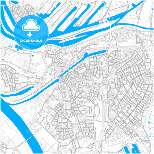 Duisburg, North Rhine-Westphalia, Germany, city map with high quality roads.