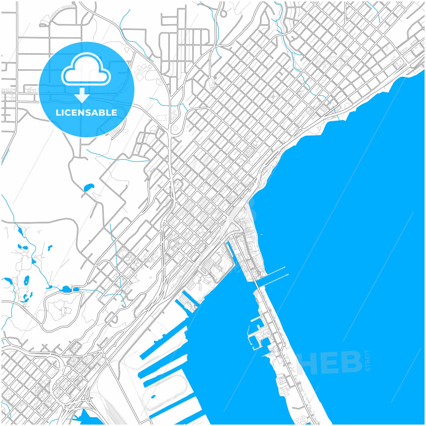 Duluth, Minnesota, United States, city map with high quality roads.