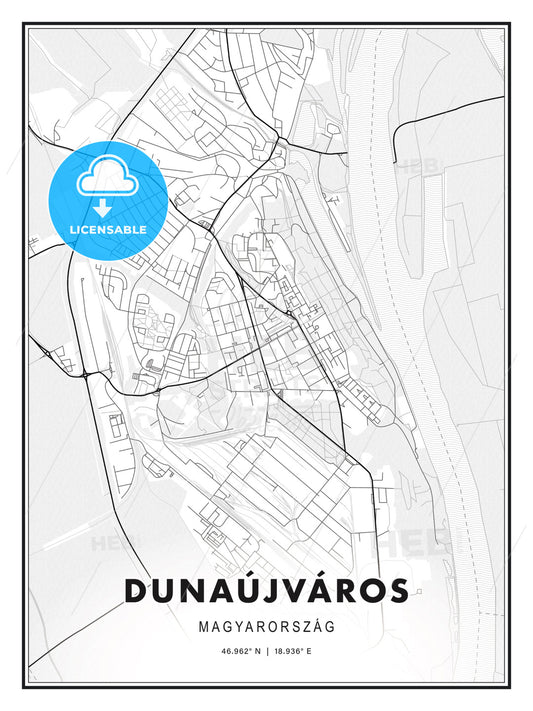 Dunaújváros, Hungary, Modern Print Template in Various Formats - HEBSTREITS Sketches
