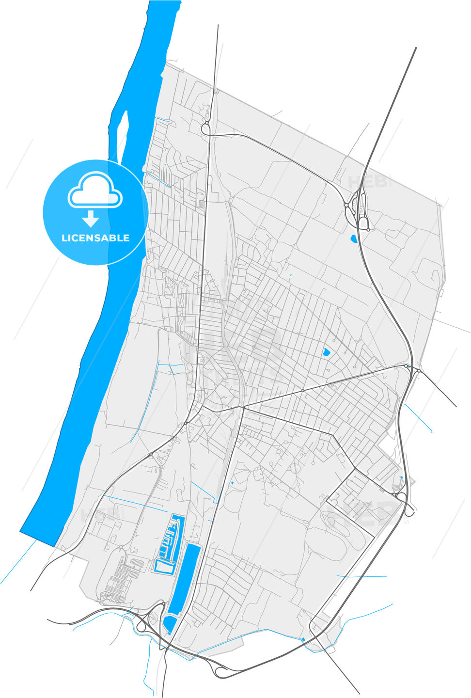 Dunakeszi, Pest, Hungary, high quality vector map