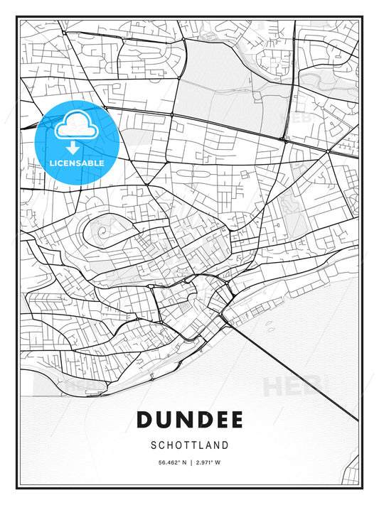 Dundee, Schottland, Modern Print Template in Various Formats - HEBSTREITS Sketches