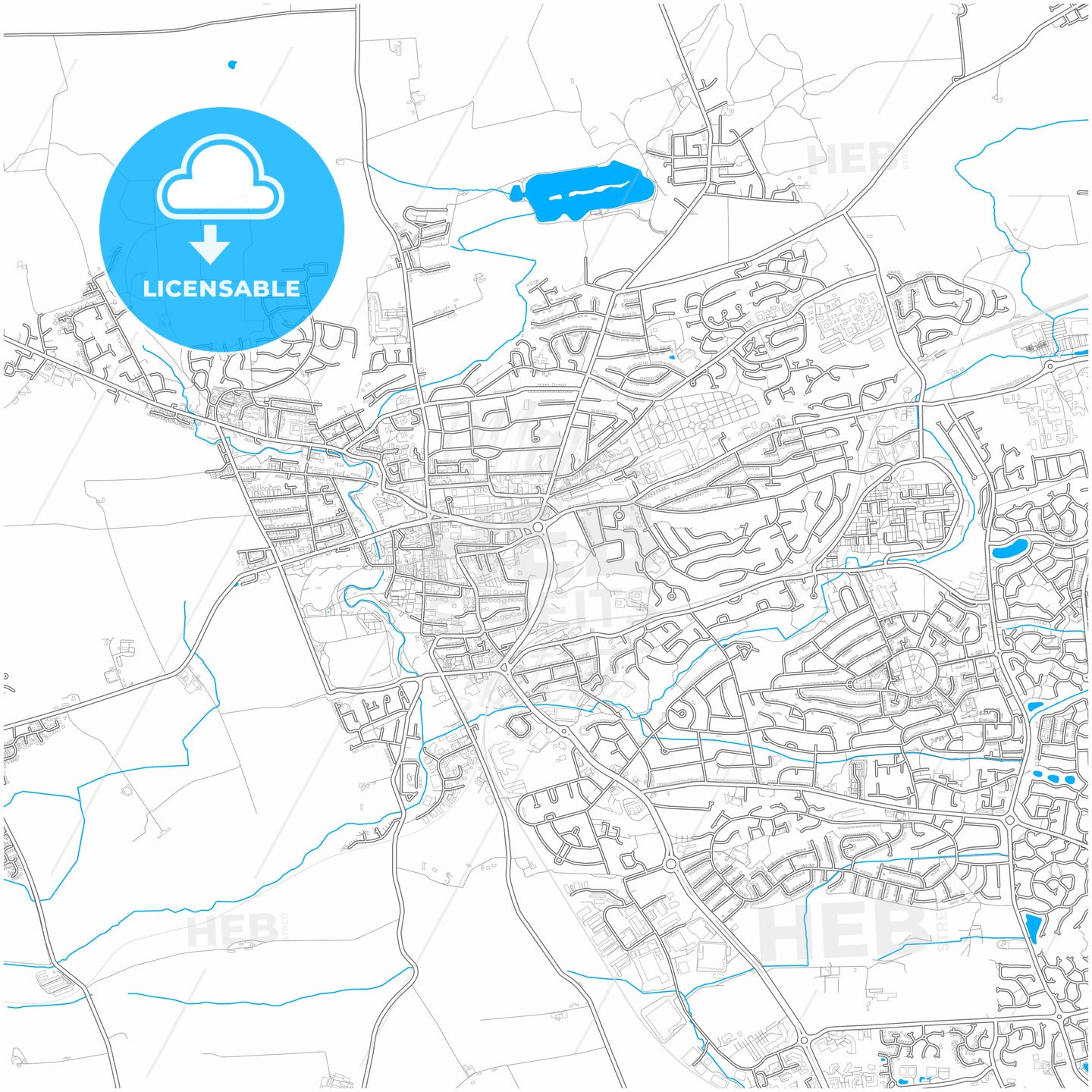 Dunfermline, Fife, Scotland, city map with high quality roads.